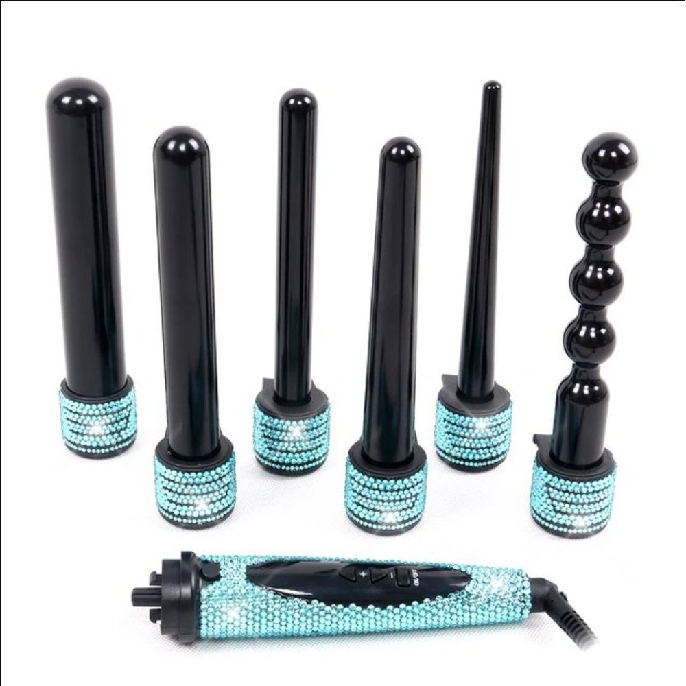 NWT Sparkling Bling Crystal Rhinestone Matching Curling Iron Wand + Gift - Picture 2 of 8